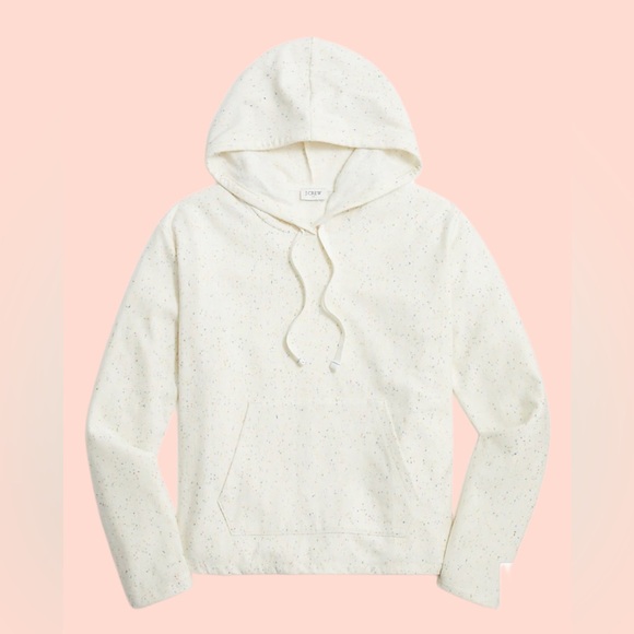 J. CREW 🆕 SPECKLED IVORY HOODED PULLOVER. Size Medium - Picture 2 of 4